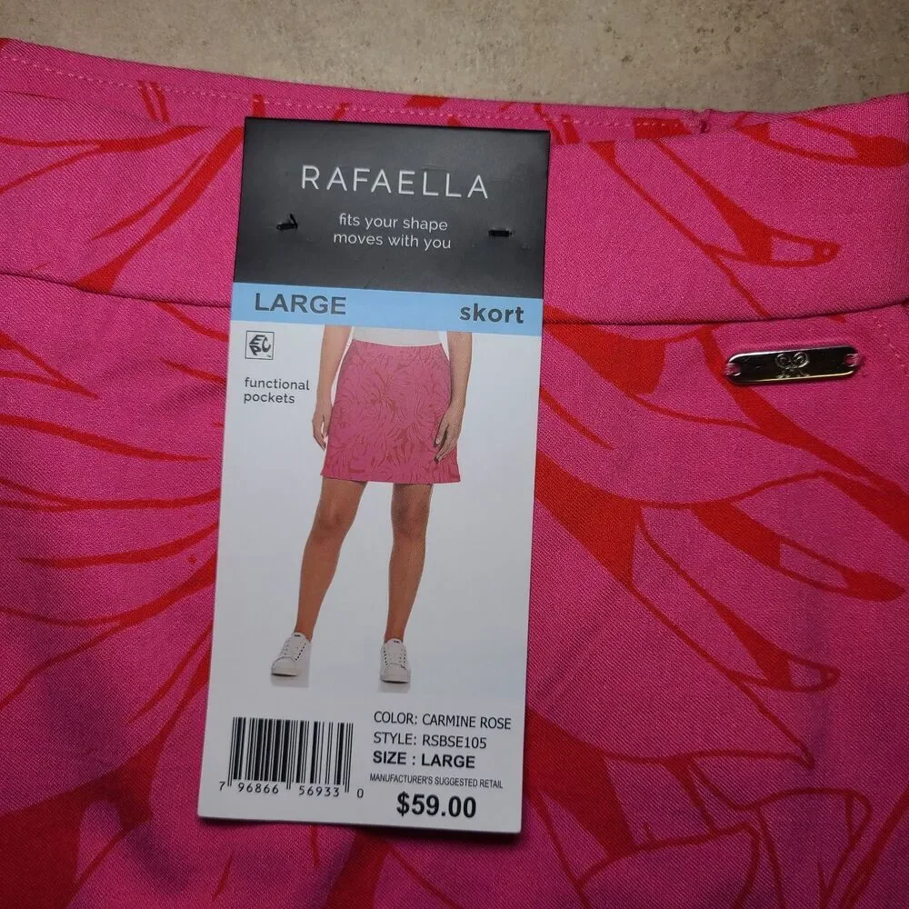 Rafaella Pink and Red Tropical Print Skort